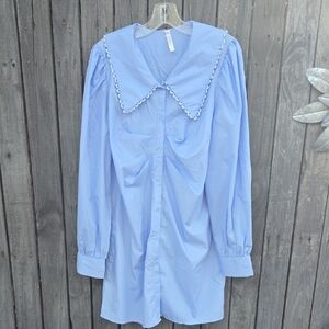 Moonsea Sky Blue Dress with Classic Collar